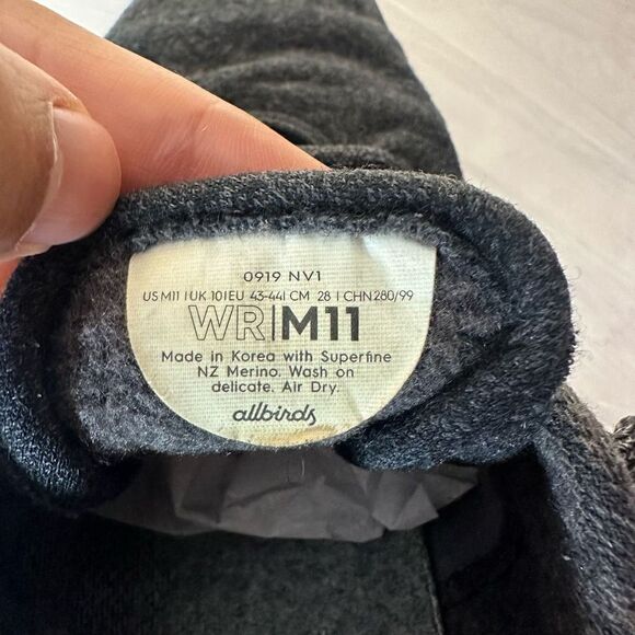 Allbirds Mens Wool Runners Sneaker Size 11 In Charcoal Grey and Black - Picture 4 of 9